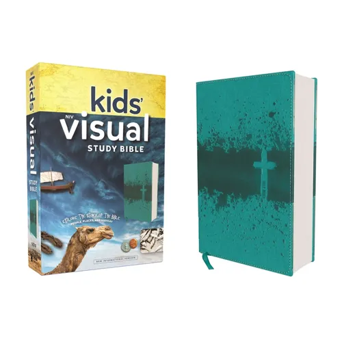 Niv, Kids' Visual Study Bible, Leathersoft, Teal, Full Color Interior: Explore the Story of the Bible---People, Places, and History